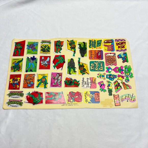 Vintage Puffy Stickers Sheet Lot of 3 Dinosaur Ninja Turtles Goofy Pluto Marvels - Picture 2 of 13